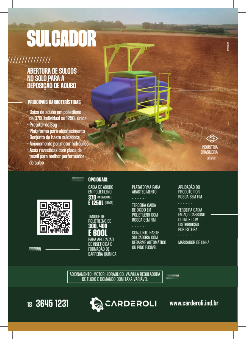 Carderoli · Folheto do implemento Sulcador